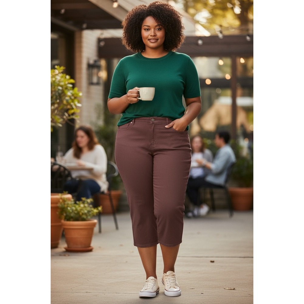 Universal‎ Standard Womens Brown Burgundy Cropped Pants Size 40 New With Tags
